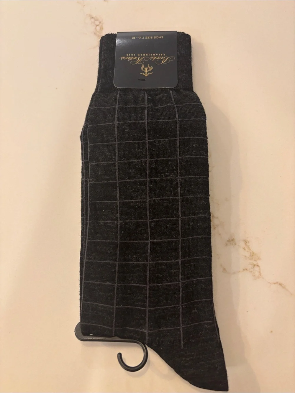 Men's Brooks Brothers Black Grid Dress Socks - Classic Formal Style